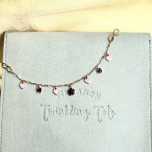 Bracelet- Purple Flower Pink Hearts