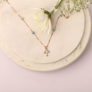 Necklace- White Blue Umbrella